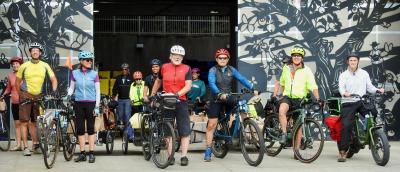 PRP volunteers waiting outside of the food bank