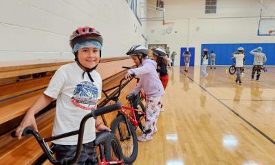 Student in Let's Go program in central Washington gymnasium
