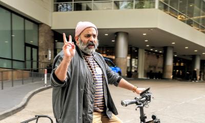 Davey Oil rode his e-bike to Cascade's Bike Everywhere fundraiser 