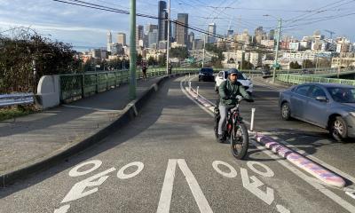 New protected bike lane on Jose Rizal Bridge