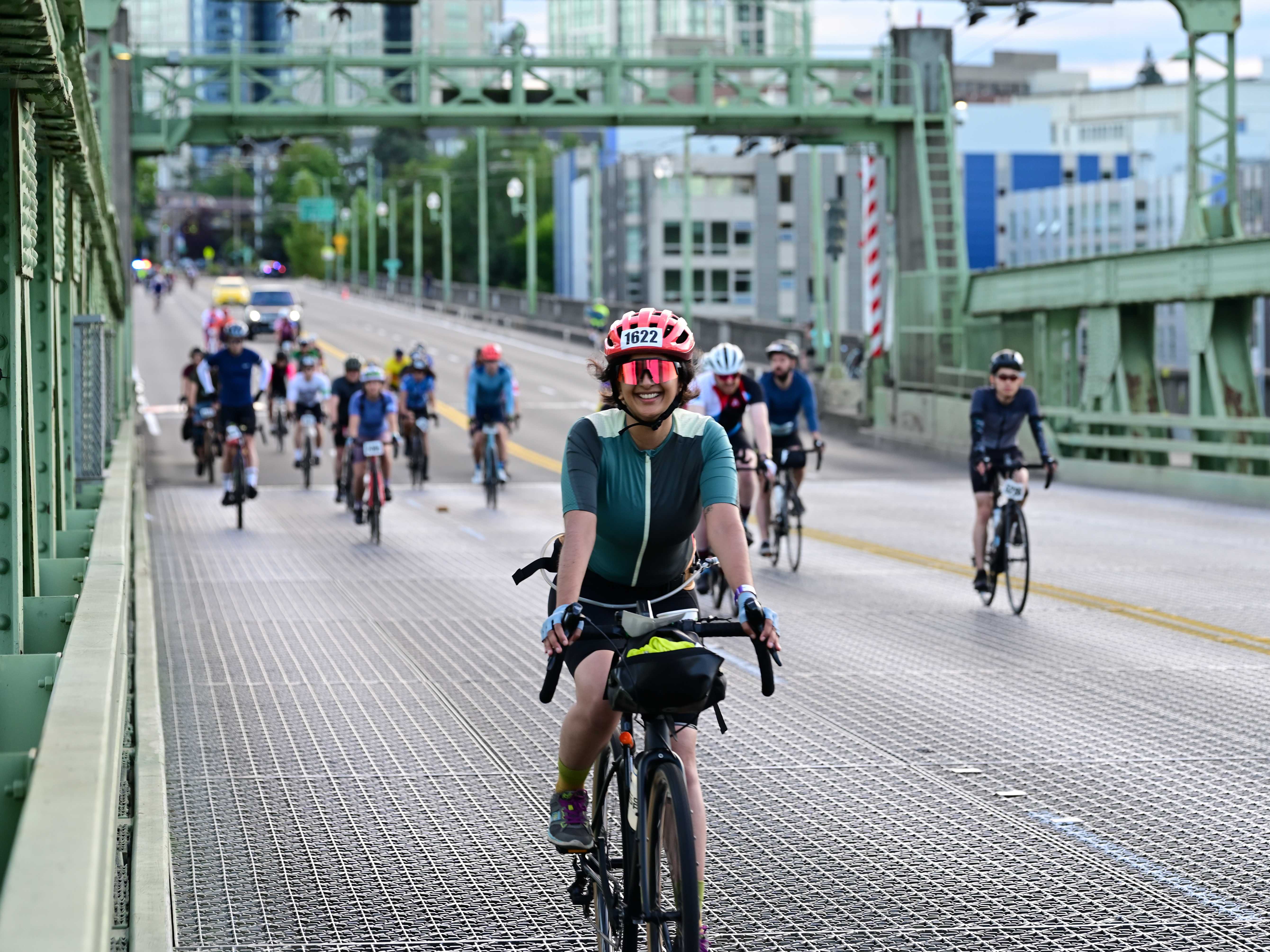 Crossing the University Bridge at the start of STP