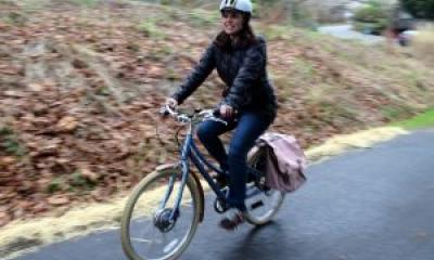 Rebecca Sorensen on her e-bike