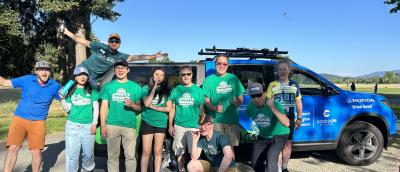A group of volunteers smiling