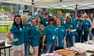 A group of volunteers for STP at a rest stop