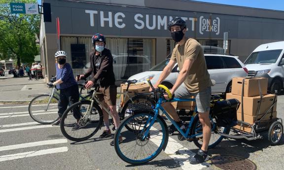 Three PRP volunteers at a stoplight