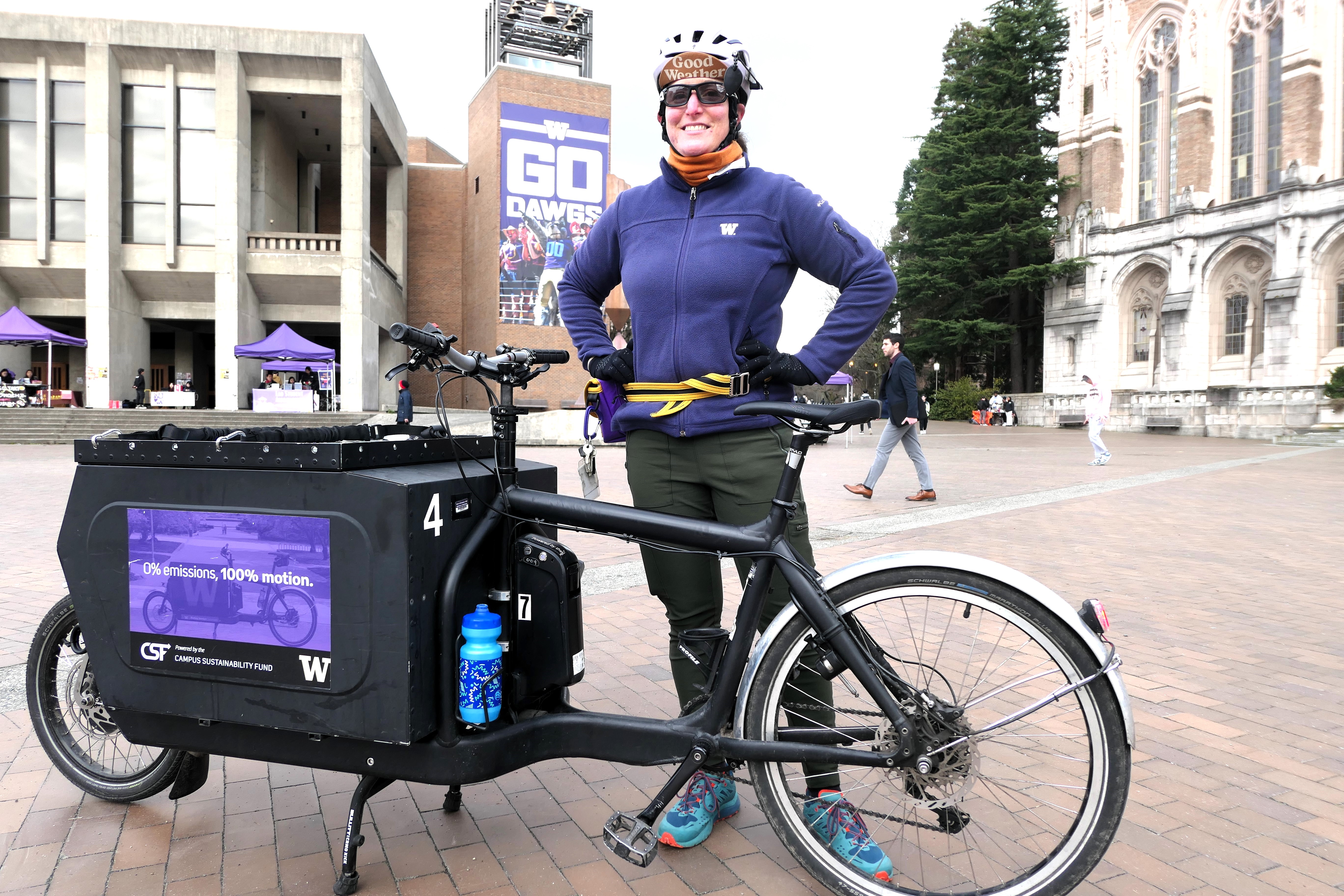 Delivering the campus mail by e-bike. 