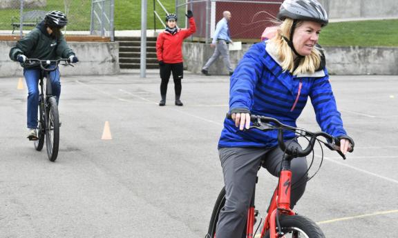 Two riders taking a Cycling Techniques course