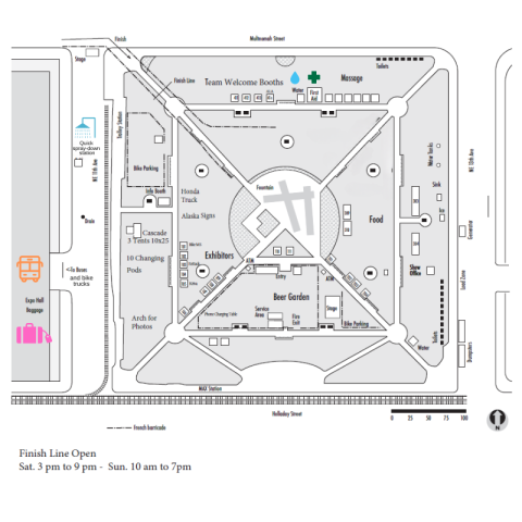 Map of the STP finish line layout at Holladay Park.