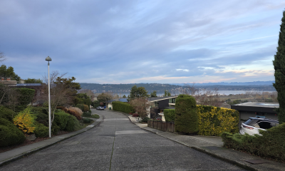 View of Lake Washington from the View Ridge neighborhood in Seattle