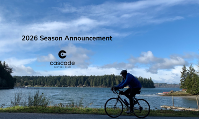 2026 Season Announcement Banner: A person riding past Puget Sound on Chilly Hilly