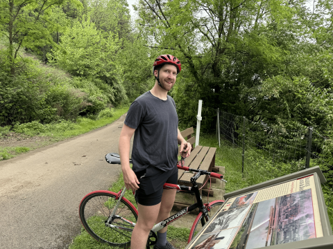 Member Doug riding a trail