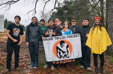 Tacoma MTP students and staff celebrate participating in the MFG cyclocross race