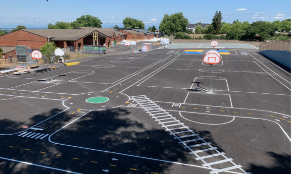 A painted traffic garden at West Seattle Elementary
